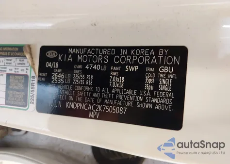 2019 Kia Sportage Ex из США, поврежденный, VIN KNDPNCAC2K7505087